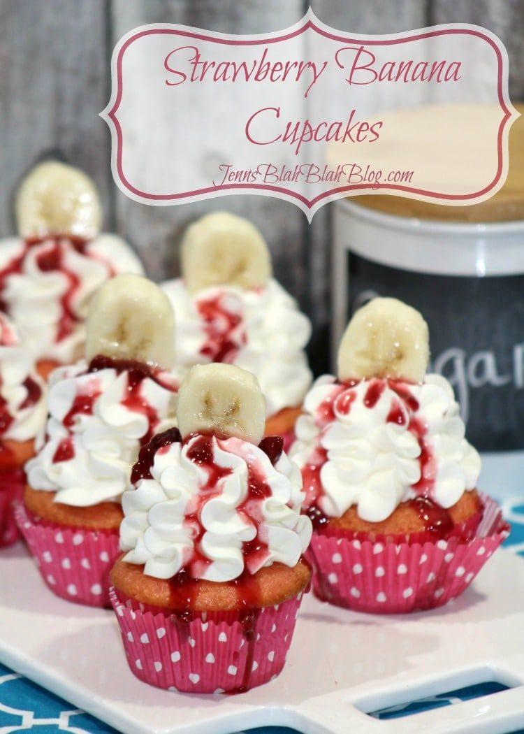 Strawberry Banana Valentine's Day Cupcakes. Recipe