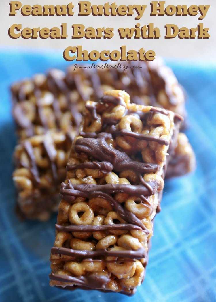 Peanut Buttery Honey Cereal Bars with Dark Chocolate jenns blah blah blog