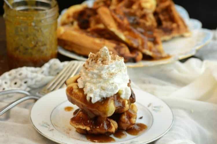 Cinnamon Waffles with Pumpkin Spice Syrup