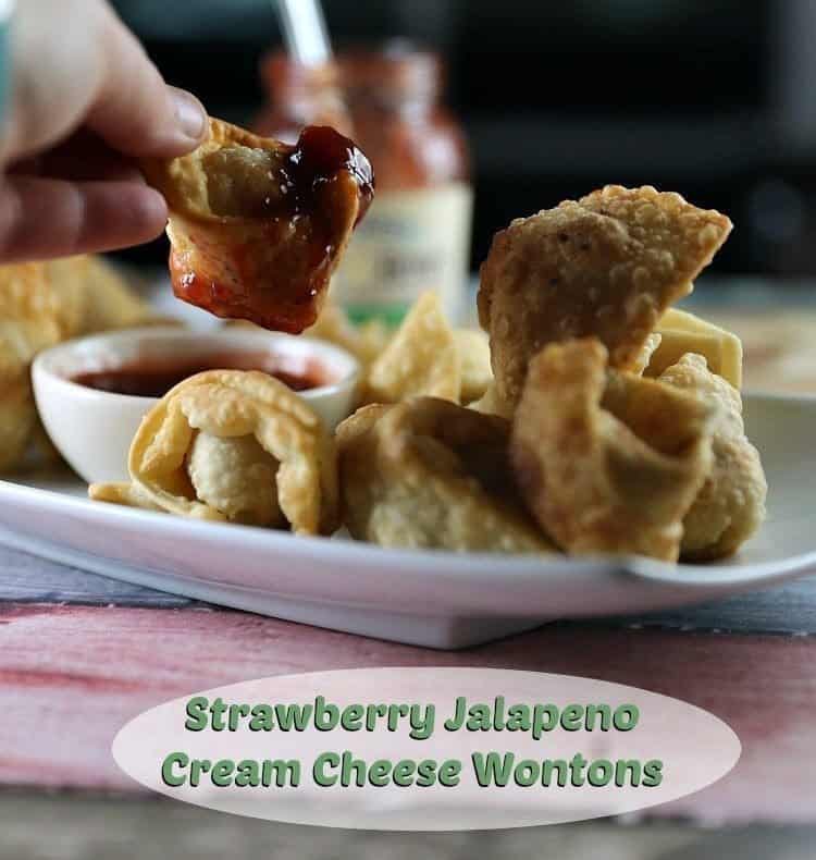 Strawberry Jalapeno Cream Cheese Wontons with Jelly for Dipping