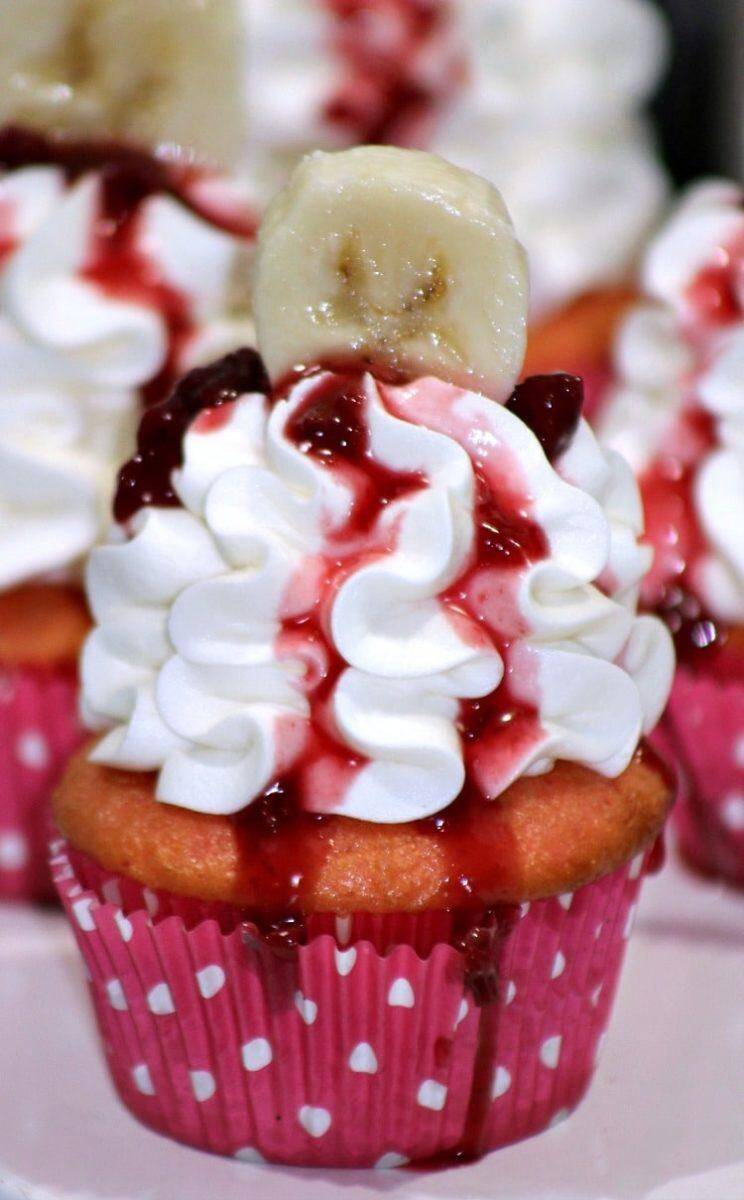 Valentine's Day Strawberry Banana Cupcake