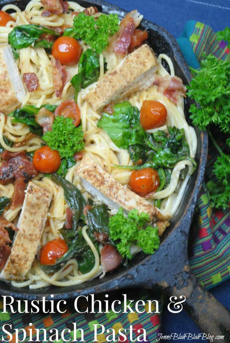 Rustic Chicken & Spinach Alfredo Pasta Recipe