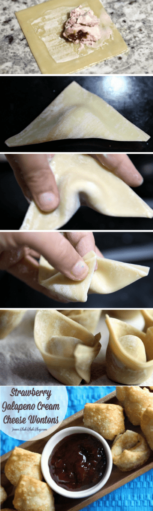 How to fold wontons | Strawberry Jalapeno Cream Cheese Wontons with Jelly for Dipping