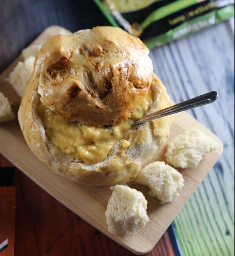 Homemade Italian Bread Bowls & Cheddar Broccoli Potato Soup
