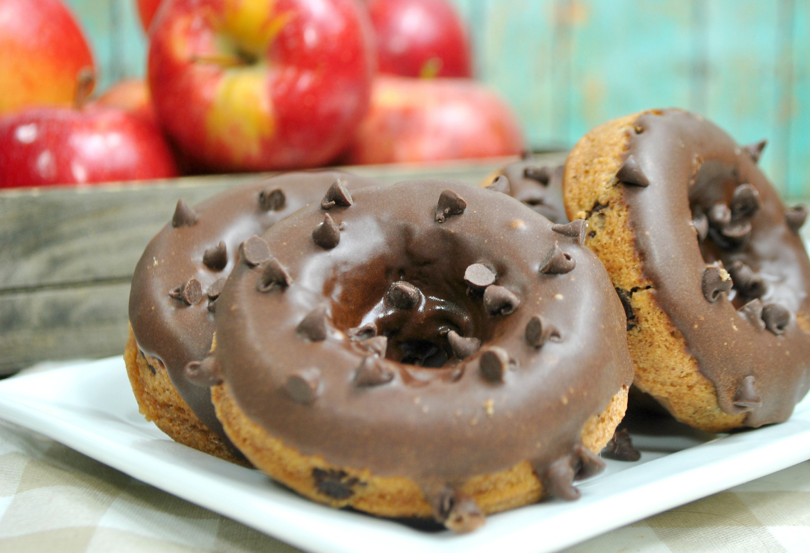 Apple Pumpkin Spice Chocolate Chip Donuts