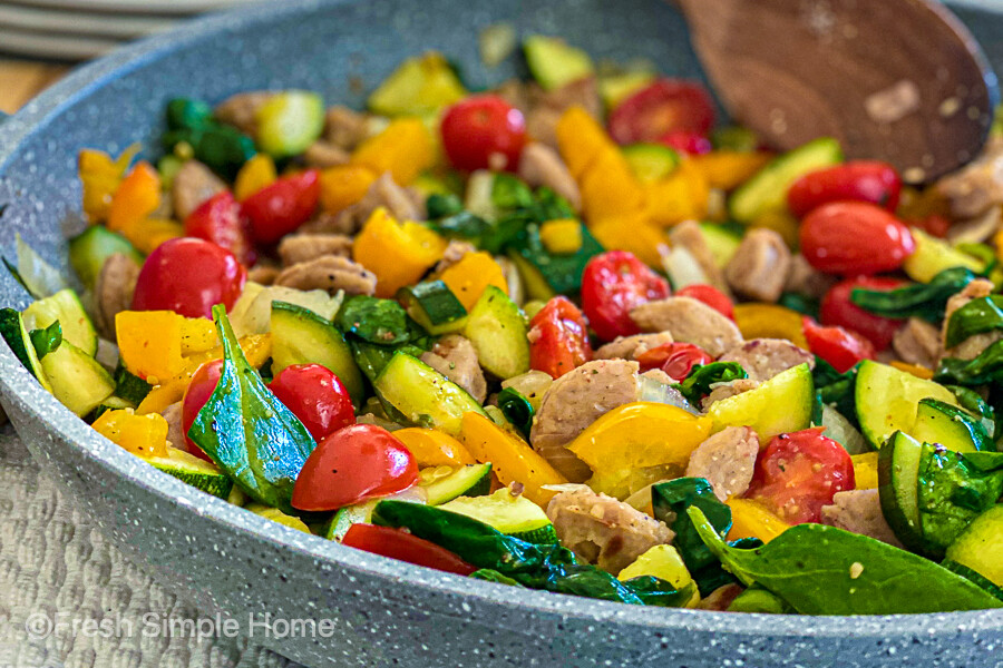 Healthy Chicken Sausage Skillet Dinner